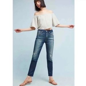 AMO Jeans women’s High Rise Babe Cropped Jeans Into The Blue Size 25